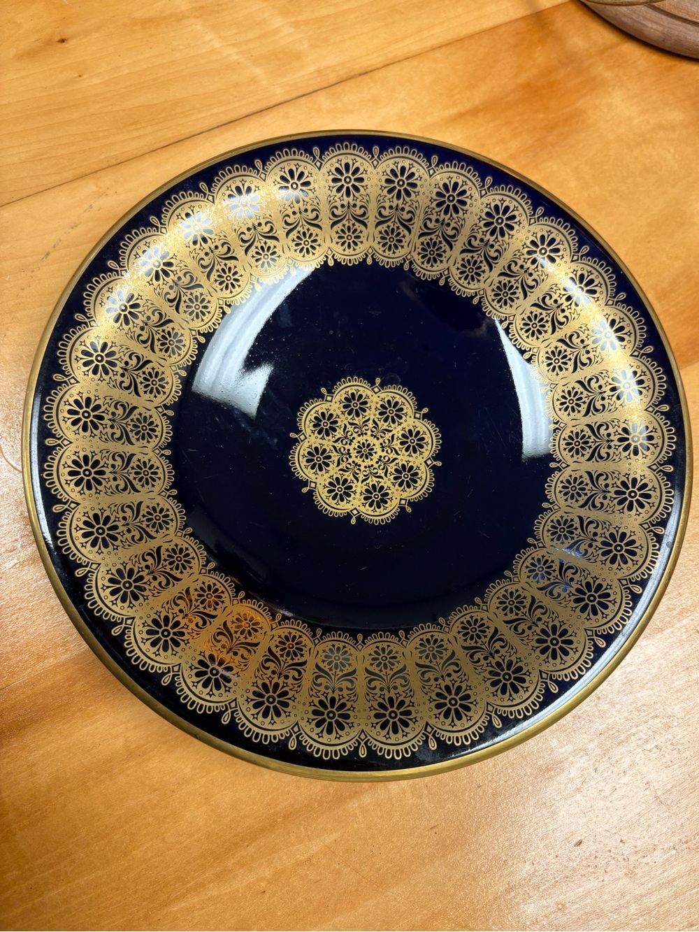 Vintage Lindner Kueps Bavaria Cobalt Small Shallow Bowl 7 3/4” Diameter EUC